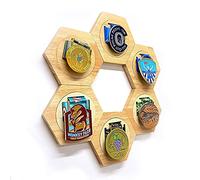 HLCUI Cadre De 18 Pièces pour Afficher Les Médailles, Cadre De Médaille en Bois Hexagonal, Boîte De Médaille De Sport À Couture Créative, Cadre Photo en Bois Hexagonal De Support,6pcs