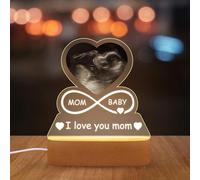 HLCYANYA Cadre photo LED personnalisé pour échographie, veilleuse avec texte personnalisé, souvenir de grossesse et annonce de naissance du bébé pour nouvelle maman (Coeur 2)