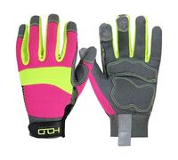 HLDD Handland Gants de travail mécaniques utilitaires pour écran tactile, haute visibilité, réfléchissants, rose, anti-vibration, flexibles et respirants
