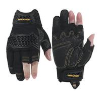 HLDD HANDLANDY Gants de travail pour homme - 3 gants de travail sans doigts pour conduite, cyclisme, chasse, moto, escalade, travail de plein air