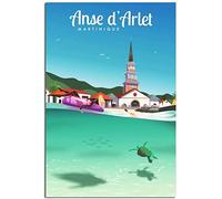 Hleane Affiche en toile 50x70cm Sans cadre Grande Anse D'Arlet Martinique Vintage voyage affiche toile peintures décoratives imprime affiches murales photos