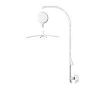 HLEEDUO Bras mobile pour berceau de 71,1 cm avec rotation de boîte à musique, contrôle du volume, moteur mobile 3 modes (musique uniquement, musique et rotation, rotation uniquement), support mobile