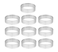 HLELU 10 PièCes 4.5 Cm Rond en Acier Inoxydable Perforé Anneau de sans Couture Anneau de Quiche Anneau de à Anneau de avec Trou Anneau de Coquille de