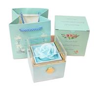 Hlennotor Boîte à en Velours Qui Pivote à 360° pour la Saint-Valentin, la Fête des Mères, pour des Cadeaux Romantiques, Bleu Lac