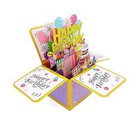 Hlennotor Carte de Voeux D'Anniversaire Carte de Voeux D'Anniversaire en Trois Dimensions Carte de Lettre D'Anniversaire Creuse Cadeau D'Anniversaire pour Enfants 16 X 17,5 cm