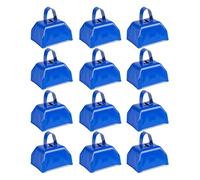 Hlennotor Cloches de Vache pour Faire du Bruit : 12 Cloches de Vache en Métal avec Poignée pour Événements Sportifs - Petite Cloche Forte Bleue