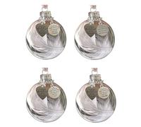Hlennotor Ensemble de 4 Boules de Plumes Un Morceau de Cœur Est au Paradis, Pendentif à Suspendre à Un Arbre, Cadeaux pour