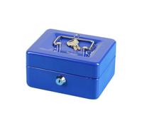 Hlennotor Mini Petite Caisse Tirelire pour Enfants Adultes Banque de Pièces en Métal Verrouillable Sécurité Argent Coffre-Fort avec Fente de Verrouillage Bleu