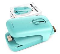 Hlennotor Mini Scelleuse de à Copeaux, Coupeur de Scelleuse sous Vide Portatif, Machine de Refermeture Portable pour Frais en Plastique de Collation- D