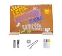 Hlennotor Panneau de Message Acrylique LED Coloré à 7 Couleurs avec Support, Alimentation USB, Lumière de Nuit Effaçable à Sec