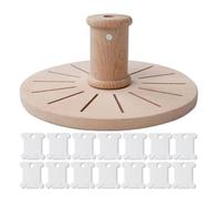 Hlennotor Support de Canette pour Broderie Porte-Canette de Rond en Bois Organisateur de Rangement en Hêtre pour Broderie, Tressage de Cheveux, Couture