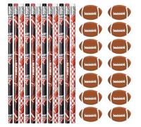 HLenyoy 36 Pièces Crayons de Sports,36 Pièces Gommes de Sports, Crayon à Dessin sur Thème de Rugby Fourniture Scolaire