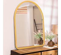 HLFMVWE Arc miroirs pour Mur en Bois Cadre Vintage Rustique Ferme Suspendue Miroir décor Salon Salle de Bains Chambre à Coucher entrée Couloir Nouvelle Maison Or 40 x 30 cm