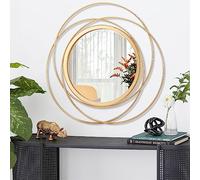 HLFMVWE Gold Art Grand miroir rond avec cadre en fil de fer - Miroir mural pour décoration de la maison, salon, chambre à coucher, salle de bain, entrée - 40 x 40 cm