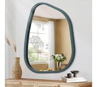 HLFMVWE Grand Miroir Mural asymétrique Cadre en Bois irrégulier Moderne Unique Mural Artistique ondulé Miroir décor Salle de Bains vanité Chambre Salon entrée Couloir 50x40CM