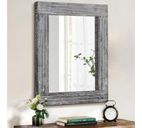 HLFMVWE Grand Miroir Mural Farmhouse Vintage Rustic Wood Framed Rectangular Mirror Decorative Dressing Table Entrance Bedroom Bathroom Mirror 45 x 65cm