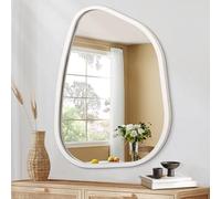 HLFMVWE Irrégulier en Bois Miroir Mural encadré Moderne Ovale asymétrique Unique Miroir Suspendu Artistique ondulé Miroir décor Salle de Bains vanité Chambre à Coucher Salon entrée Couloir