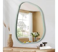 HLFMVWE Irrégulier Ovale Miroir Mural grand65x45CM Pouces Miroir asymétrique Cadre en Bois Moderne Forme Unique vanité Murale Miroir Artistique décor pour Salon Chambre à Coucher