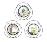 HLFMVWE Lot de 3 miroirs muraux ronds décoratifs noirs, miroir moderne, anneau d'art, miroirs en métal, décoration murale, miroir mural pour salon, chambre, salle à manger