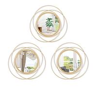 HLFMVWE Lot de 3 miroirs Ronds dorés pour décoration Murale - Ensemble de Petits miroirs Ronds en métal - Sculpture Murale à Suspendre pour Chambre à Coucher, Salon, entrée 30,5 cm