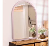 HLFMVWE Miroir Arche en Bois pour vanité de Salle de Bains, 40 x 30 cm miroirs rustiques Anciens arqués pour décor Mural Salle de Bains Ferme Cadre en Bois Miroir pour entrée, Salon Rose