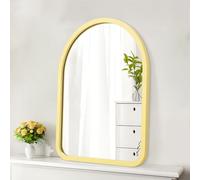 HLFMVWE Miroir Arqué Mural avec Cadre en Bois, Miroirs Muraux Arqués Montés, Décor Miroir de Vanité Farmhouse Salle de Bain Chambre Entrée Couloir Salon 65 x 45 cm