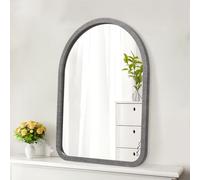 HLFMVWE Miroir Arqué Mural avec Cadre en Bois, Miroirs Muraux Arqués Montés, Décor Miroir de Vanité Farmhouse Salle de Bain Chambre Entrée Couloir Salon 65 x 45 cm