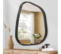 HLFMVWE Miroir Asymétrique Grand 50x40CM Miroir Mural Ovale Irrégulier Cadre en Bois Moderne Forme Unique Miroir Mural Vanité Artistique Décoratif pour Salon Chambre Salle de Bains
