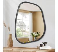 HLFMVWE Miroir asymétrique noir irrégulier miroir mural ovale moderne en bois forme unique sur le mur miroir décoratif pour salon, chambre à coucher, salle de bain