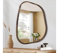 HLFMVWE Miroir asymétrique Petit 40 x 30 CM Miroir Mural irrégulier Cadre en Bois Moderne Forme Unique vanité Murale Miroir Artistique décoratif pour Salon Chambre à Coucher Salle de Bains