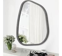 HLFMVWE Miroir Asymétrique pour Mur Ovale Irrégulier Encadré en Bois Moderne Unique Miroir Mural Décoratif Vanité Salle de Bain Salon Chambre à Couloir Entrée Petit 35x25CM