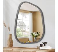 HLFMVWE Miroir Asymétrique pour Mur Ovale Irrégulier Encadré en Bois Moderne Unique Miroir Mural Décoratif Vanité Salle de Bain Salon Chambre à Couloir Entrée Petit 40 x 30 CM