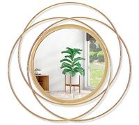 HLFMVWE Miroir circulaire doré en art avec cadre en fil de métal en fer - Miroir mural pour décoration de maison - Salon, chambre à coucher, salle de bain, entrée - Petit 30 cm