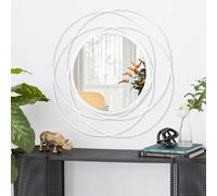 HLFMVWE Miroir Circulaire Mural avec Cadre en Fil métallique ferreux Miroir Mural pour la décoration intérieure Salon, Chambre à Coucher, Salle de Bain, entrée Blanc