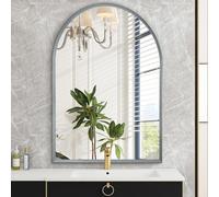 HLFMVWE Miroir de salle de bain arc, cadre en métal, 50 x 70 cm, montage mural, classique moderne, brossé, durable, miroir de dressing ou décoratif pour salon, chambre, entrée