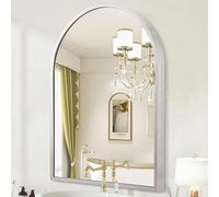 HLFMVWE Miroir de salle de bain arqué, 50 x 40 cm, avec cadre en métal pour mur, miroir de courtoisie décoratif pour salon, chambre à coucher, entrée Argenté