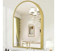 HLFMVWE Miroir de salle de bain cintrée pour mur, Miroir mural cintrée avec cadre en alliage d'aluminium pour salle de bain, salon, chambre à coucher, entrée - Grand 65 x 45 cm