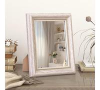 HLFMVWE Miroir de table vintage avec cadre en bois rustique rectangulaire antique petit miroir décoratif pour commode, comptoir, bureau, chambre à coucher, salle de bain, salon 20 x 25 cm