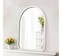 HLFMVWE Miroir de vanité de salle de bain arqué pour décoration murale, grand miroir rustique de 65 x 45 CM avec cadre en bois pour décoration murale, miroir de ferme, salon, entrée, couloir