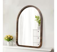 HLFMVWE Miroir de vanité de salle de bain arqué pour décoration murale, petit miroir rustique de 35 x 25 CM avec cadre en bois pour décoration murale, miroir de ferme, salon, entrée, couloir