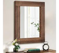 HLFMVWE Miroir en Bois Rectangulaire Encadré Miroirs Rustiques Vintage Décor Farmhouse Salle de Bain Rustique Miroir pour Dressing Entrée Grand 30 x 40CM Marron