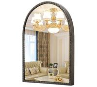 HLFMVWE Miroir en forme d'arche pour salle de bain, cadre en métal et laiton, grand miroir mural arqué, miroir décoratif pour salle de bain, salon, entrée, chambre à coucher