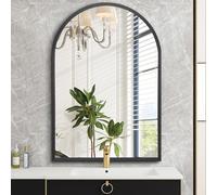 HLFMVWE Miroir mural arqué en métal brossé noir pour salle de bain, salon, chambre, entrée et décoration intérieure 50 x 70 cm
