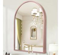 HLFMVWE Miroir mural arqué pour salle de bain, miroir mural pour décoration de chambre à coucher, vanité, entrée, salon, cadre en métal, 65 x 45 cm, or rose