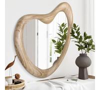 HLFMVWE Miroir mural asymétrique, grand 65 x 45 cm, forme irrégulière pour cadre en bois moderne, meuble-lavabo, décoration artistique pour salon, chambre, salle de bain, entrée