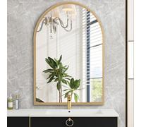 HLFMVWE Miroir mural bombé de salle de bain 50 x 70 cm en métal brossé, miroir vanité pour salon, chambre à coucher, entrée, chambre, décoration d'intérieur, grand format