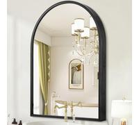 HLFMVWE Miroir mural en forme d'arche 70 x 50 cm - Grand miroir de salle de bain noir avec cadre en métal - Décoration pour chambre à coucher, entrée, salon