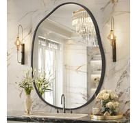 HLFMVWE Miroir mural irrégulier, miroirs muraux décoratifs 45 x 65 cm, noir asymétrique, miroir de salle de bain, cadre en alliage d'aluminium pour chambre à coucher, salon, vestiaire, entrée