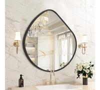 HLFMVWE Miroir mural irrégulier, miroirs muraux décoratifs 48 x 50 cm, miroir asymétrique noir avec cadre en alliage d'aluminium aéronautique pour salle de bain, salon, chambre à coucher, entrée