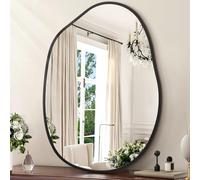 HLFMVWE Miroir mural irrégulier, miroirs muraux décoratifs 55,9 x 76,2 cm, noir asymétrique, cadre en alliage d'aluminium pour chambre à coucher, salon, vestiaire, entrée
